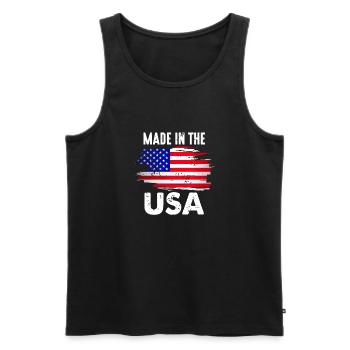 Made In The USA Retro Vintage Patriotic T-Shirt - Men's Premium Organic Tank Top - black - Front - Michal (187cm)