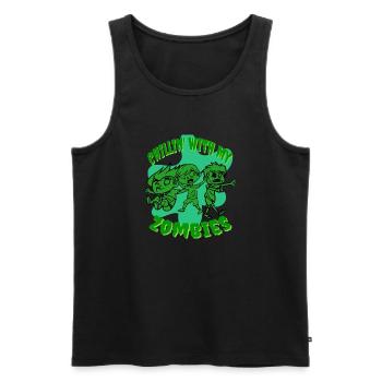 Chillin' With My Zombies Retro Funny Halloween - Männer Premium Bio Tank Top - Schwarz - Vorne - Michal (187cm)