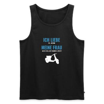 Ich liebe meine Frau wenn sie mich Roller fahren - Männer Premium Bio Tank Top - Schwarz - Vorne - Michal (187cm)
