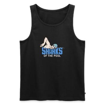 Schimmer Schwimmen Sharks Of The Pool - Männer Premium Bio Tank Top - Schwarz - Vorne - AI Model Male 178 light (178cm)