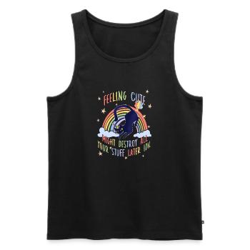 Katzenbesitzer Regenbogen Einhorn Katzehalter - Männer Premium Bio Tank Top - Schwarz - Vorne - Michal (187cm)