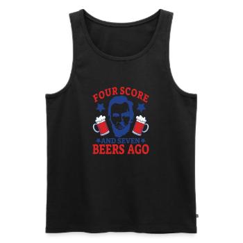 Bier Trinken Saufen Four Score And Seven Beers Ago - Männer Premium Bio Tank Top - Schwarz - Vorne - Michal (187cm)