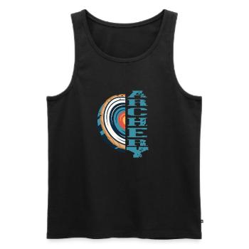 ARCHERY Retro Vintage Cool Archery Designs T-Shirt - Men's Premium Organic Tank Top - black - Front - AI Model Male 178 light (178cm)