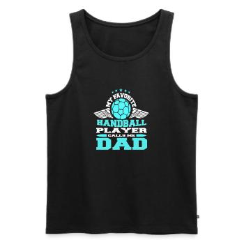My Favorite Handball Player Calls Me DAD Retro - Männer Premium Bio Tank Top - Schwarz - Vorne - Michal (187cm)