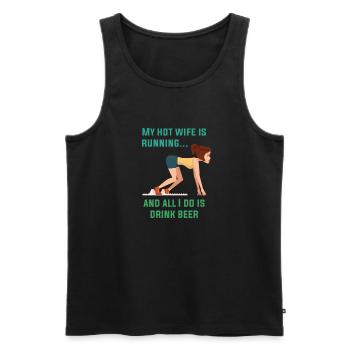 Lustiges Marathon Läufer Laufen Cross Country - Männer Premium Bio Tank Top - Schwarz - Vorne - Michal (187cm)