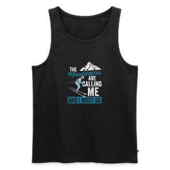 Skifahren Wintersport Skifahrer Die Berge rufen - Männer Premium Bio Tank Top - Schwarz - Vorne - Michal (187cm)