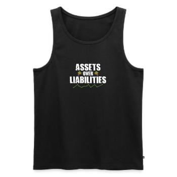 Assets Over Liabilities Funny Accounting CPA Pun - Men's Premium Organic Tank Top - black - Front - AI Model Male 178 light (178cm)