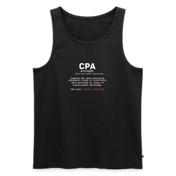 CPA Certified Public Accountant Définition drôle - Débardeur bio Premium Homme - noir - Devant - AI Model Male 178 light (178cm)