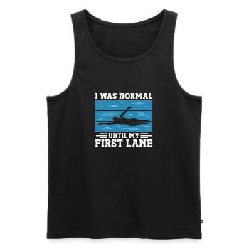 Schimmer Schwimmen J’étais normal jusqu’à mon premier - Débardeur bio Premium Homme - noir - Devant - AI Model Male 178 light (178cm)