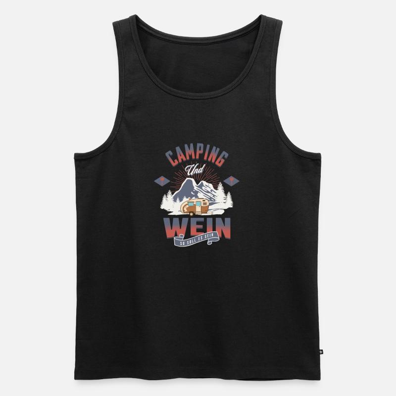 Camping und wein - Männer Premium Bio Tank Top - Schwarz
