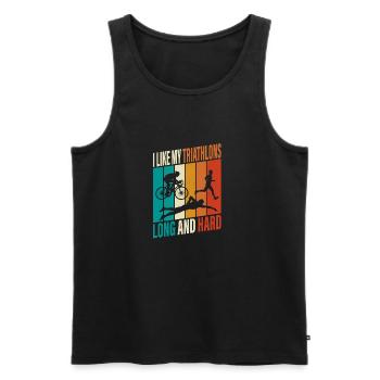 I like my triathlons long and hard Swim Cycle Run - Men's Premium Organic Tank Top - black - Front - Michal (187cm)