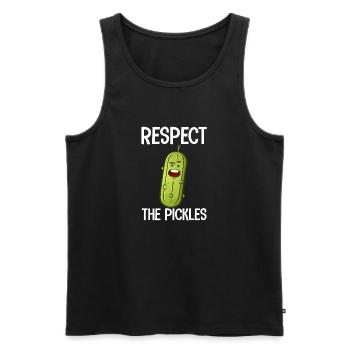 Respect The Pickles Vegan Food Funny Dill Pickle - Débardeur bio Premium Homme - noir - Devant - AI Model Male 178 light (178cm)