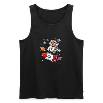 capybara astronaut in space Funny Rodent Lover Pun - Men's Premium Organic Tank Top - black - Front - Michal (187cm)