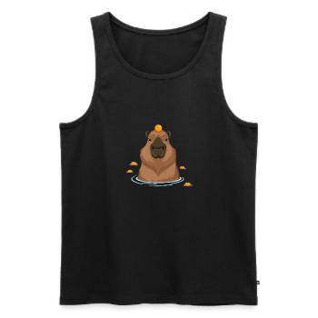 Drôle Capybara Oranges Rongeurs Coin Cochon d’Inde Jeu de mots - Débardeur bio Premium Homme - noir - Devant - Michal (187cm)