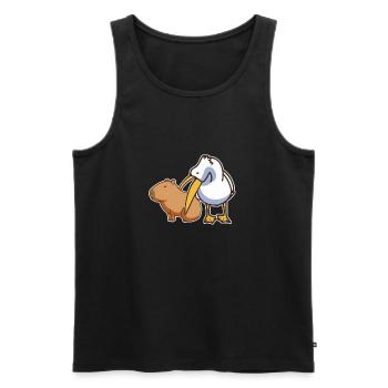 Pelikan versucht, Capybara Funny Cute Kawaii zu essen - Männer Premium Bio Tank Top - Schwarz - Vorne - Michal (187cm)