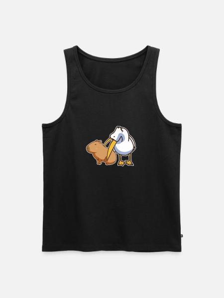 Pelikan forsøger at spise Capybara Funny Cute Kawaii - Herre Premium økologisk tanktop - sort