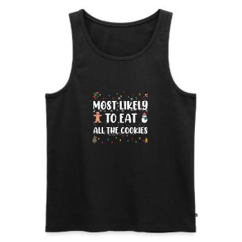 Most Likely To Eat All The Cookies Holiday Humor - Men's Premium Organic Tank Top - black - Front - Michal (187cm)