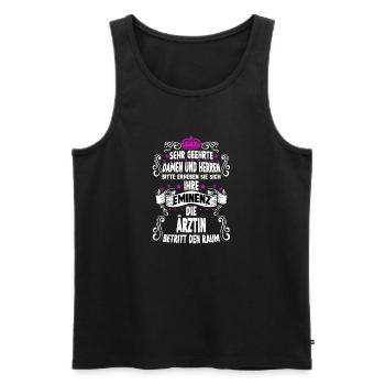 Ärztin T witziges Spruch Motiv Ärztin - Männer Premium Bio Tank Top - Schwarz - Vorne - Michal (187cm)