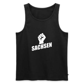 Sachsen Faust logo - Männer Premium Bio Tank Top - Schwarz - Vorne - Michal (187cm)