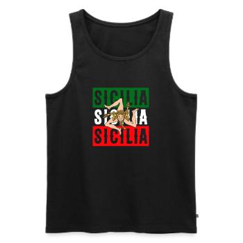 Sizilien flagge Sizilien Palermo Italien - Männer Premium Bio Tank Top - Schwarz - Vorne - Michal (187cm)