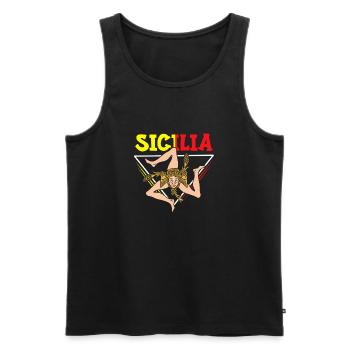 Sizilien flagge Sizilien Palermo Italien - Männer Premium Bio Tank Top - Schwarz - Vorne - AI Model Male 178 light (178cm)