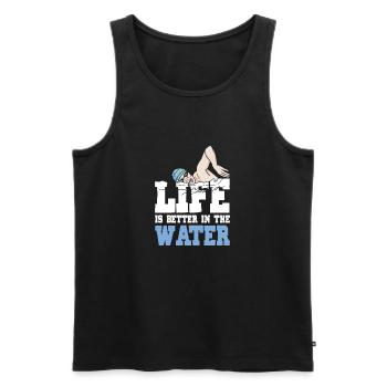 Schimmer Schwimmen Life Is Better In The Water - Männer Premium Bio Tank Top - Schwarz - Vorne - AI Model Male 178 light (178cm)