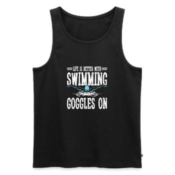 Schimmer Schwimmen Life Is Better With Swim - Männer Premium Bio Tank Top - Schwarz - Vorne - AI Model Male 178 light (178cm)