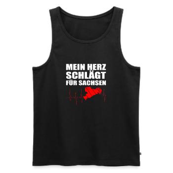 Herzschlag Sachsen Liebe Heimat - Männer Premium Bio Tank Top - Schwarz - Vorne - Michal (187cm)