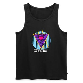 La vie à son meilleur Rétro Wine Lover Vapor Wave - Débardeur bio Premium Homme - noir - Devant - AI Model Male 178 light (178cm)