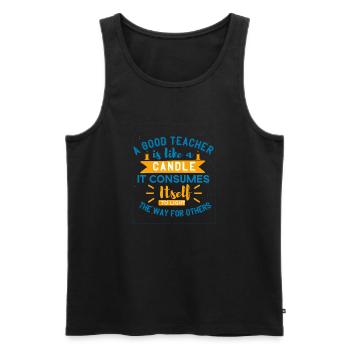 A Good Teacher Is Like A Candle It Consumes Itself - Men's Premium Organic Tank Top - black - Front - AI Model Male 178 light (178cm)