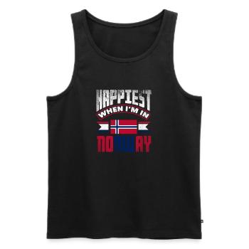 Norway Norwegian Norway Happiest When Im In Norway - Men's Premium Organic Tank Top - black - Front - Michal (187cm)