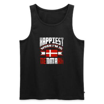 Denmark Danish Denmark Flag Happiest When Im In - Men's Premium Organic Tank Top - black - Front - Michal (187cm)