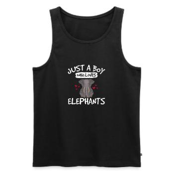 Just A Boy Who Loves Elephants Funny Elephant Love - Men's Premium Organic Tank Top - black - Front - AI Model Male 178 light (178cm)