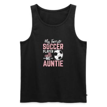 Mon joueur de football préféré m’appelle Auntie Soccer A - Débardeur bio Premium Homme - noir - Devant - Michal (187cm)
