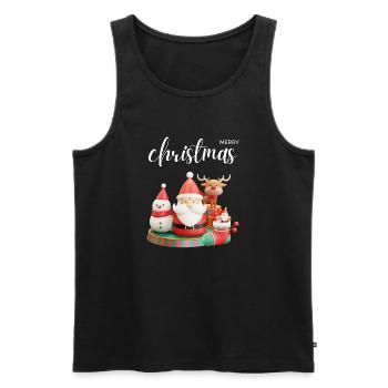 Merry Christmas | Santa Claus with Reindeer - Men's Premium Organic Tank Top - black - Front - Michal (187cm)