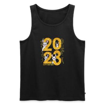 Neujahrs-Outfit 2023 - Frohes Neues Jahr 2023 - Männer Premium Bio Tank Top - Schwarz - Vorne - Michal (187cm)