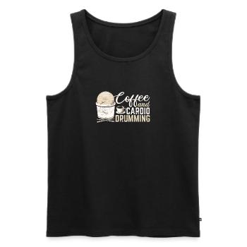 Coffee Cardio Drumming Fitness Class Gym Workout E - Men's Premium Organic Tank Top - black - Front - AI Model Male 178 light (178cm)