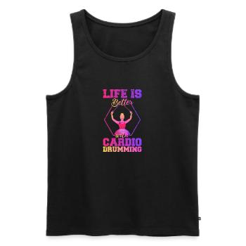 Life is Better With Cardio Drumming Fitness Class - Men's Premium Organic Tank Top - black - Front - Michal (187cm)