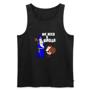 We Need A Burglar Funny Santa Christmas Parody - Men's Premium Organic Tank Top - black - Front - Michal (187cm)