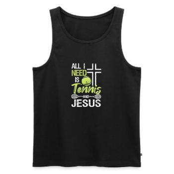 All I need is tennis and Jesus Cross - Men's Premium Organic Tank Top - black - Front - Michal (187cm)