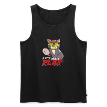 Drôle de chat de tennis avec raquette de tennis balle de tennis pl - Débardeur bio Premium Homme - noir - Devant - Michal (187cm)