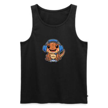 Gamer Bearded Dragon Propriétaire Amateur de jeux vidéo - Débardeur bio Premium Homme - noir - Devant - Michal (187cm)