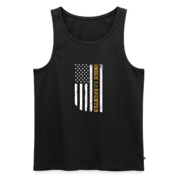 Vintage American USA Flag Union Charpentier Woodwork - Débardeur bio Premium Homme - noir - Devant - Michal (187cm)