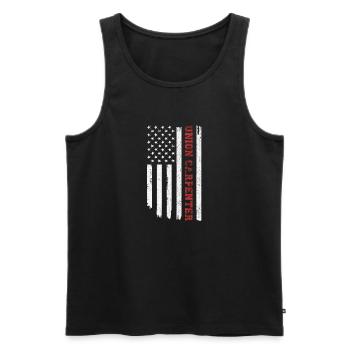 Vintage American USA Flag Union Carpenter Humour - Débardeur bio Premium Homme - noir - Devant - Michal (187cm)