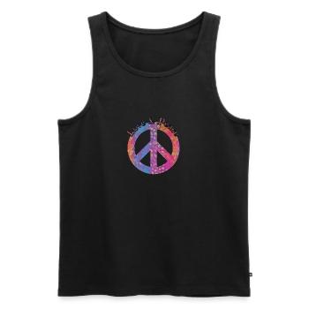 Love Peace 60s 70s Hippie Costume Love Peace - Men's Premium Organic Tank Top - black - Front - Michal (187cm)