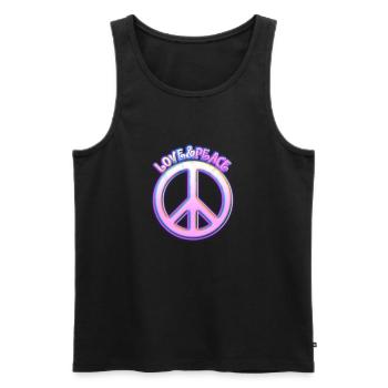 Love Peace 60s 70s Hippie Costume Love Peace - Men's Premium Organic Tank Top - black - Front - Michal (187cm)