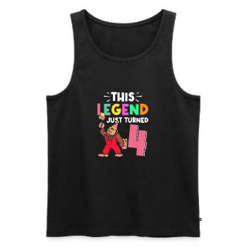 Bigfoot Party Supplies This Legend Just Turned 4 - Men's Premium Organic Tank Top - black - Front - AI Model Male 178 light (178cm)