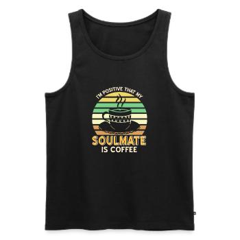 Je suis certain que mon âme sœur est Coffee Retro - Débardeur bio Premium Homme - noir - Devant - Michal (187cm)