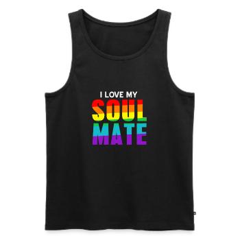 J’aime mon âme sœur Designs rétro cool - Débardeur bio Premium Homme - noir - Devant - Michal (187cm)