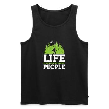 Bigfoot Sasquatch Life Is Better Without People - Men's Premium Organic Tank Top - black - Front - AI Model Male 178 light (178cm)